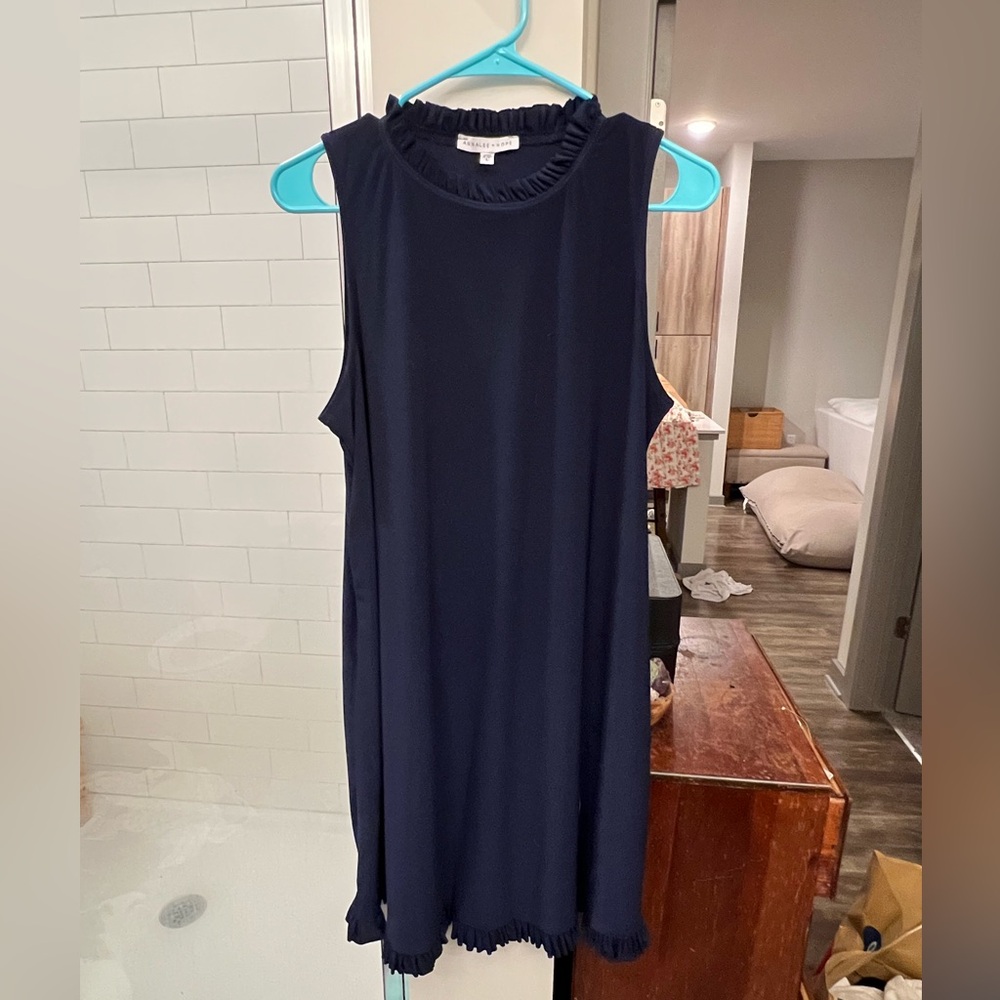 Blue ruffle collared dress